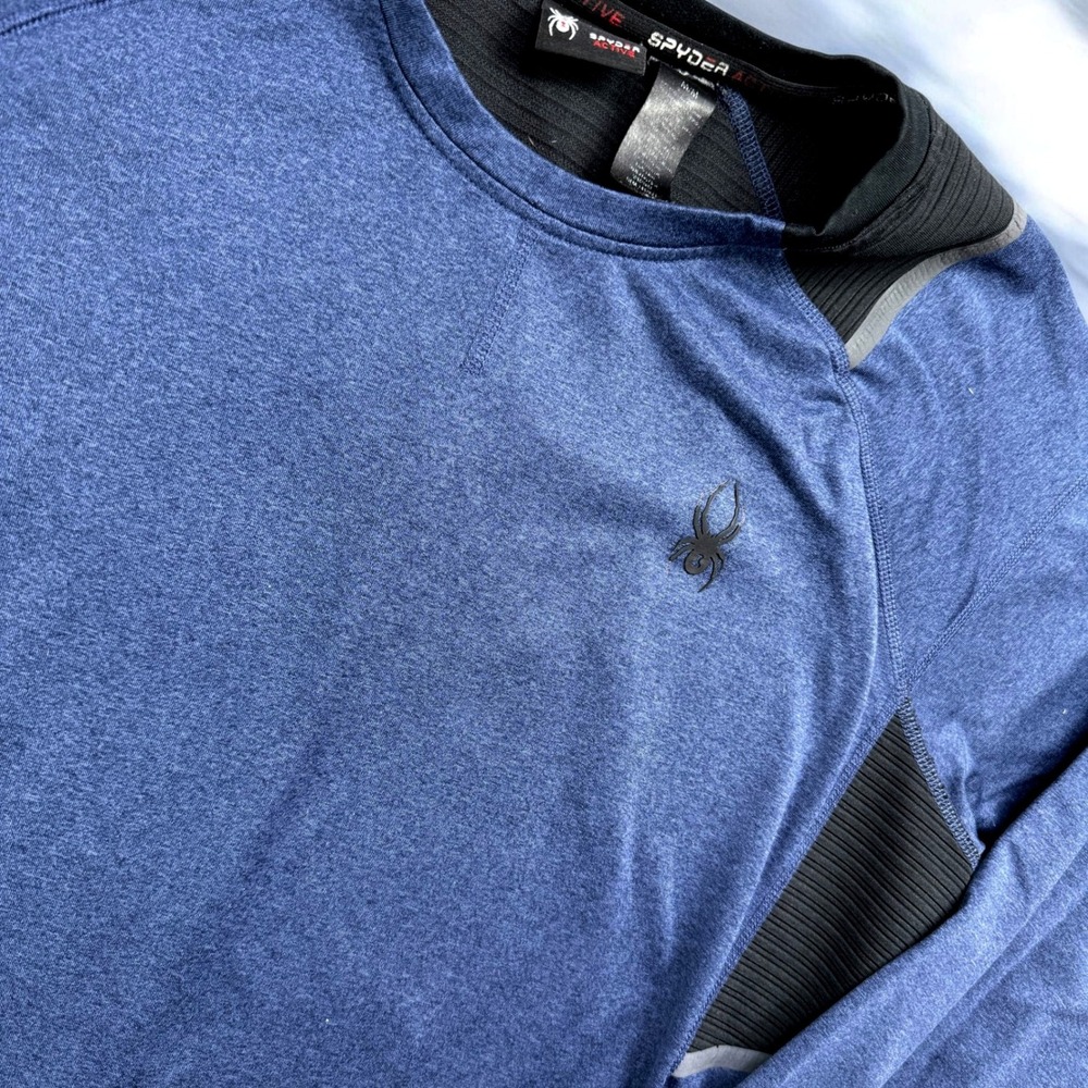 Spyder‎ Active Shirt Mens Medium Blue Long Sleeve Crew Neck Performance Pullover